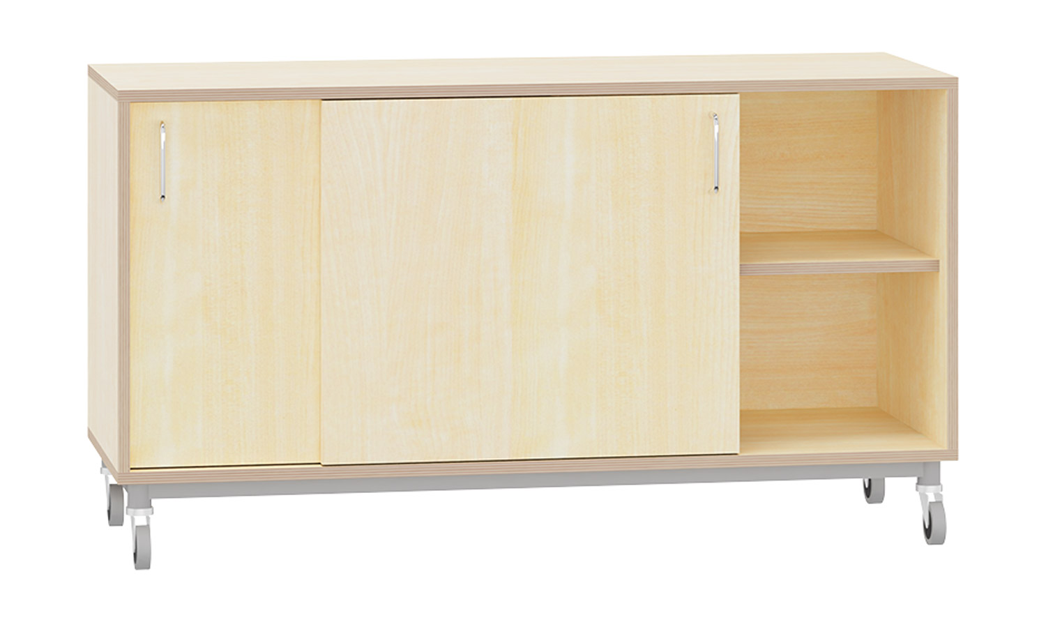 Schrank mit Schiebetüren auf Rollen, Breite 139 cm