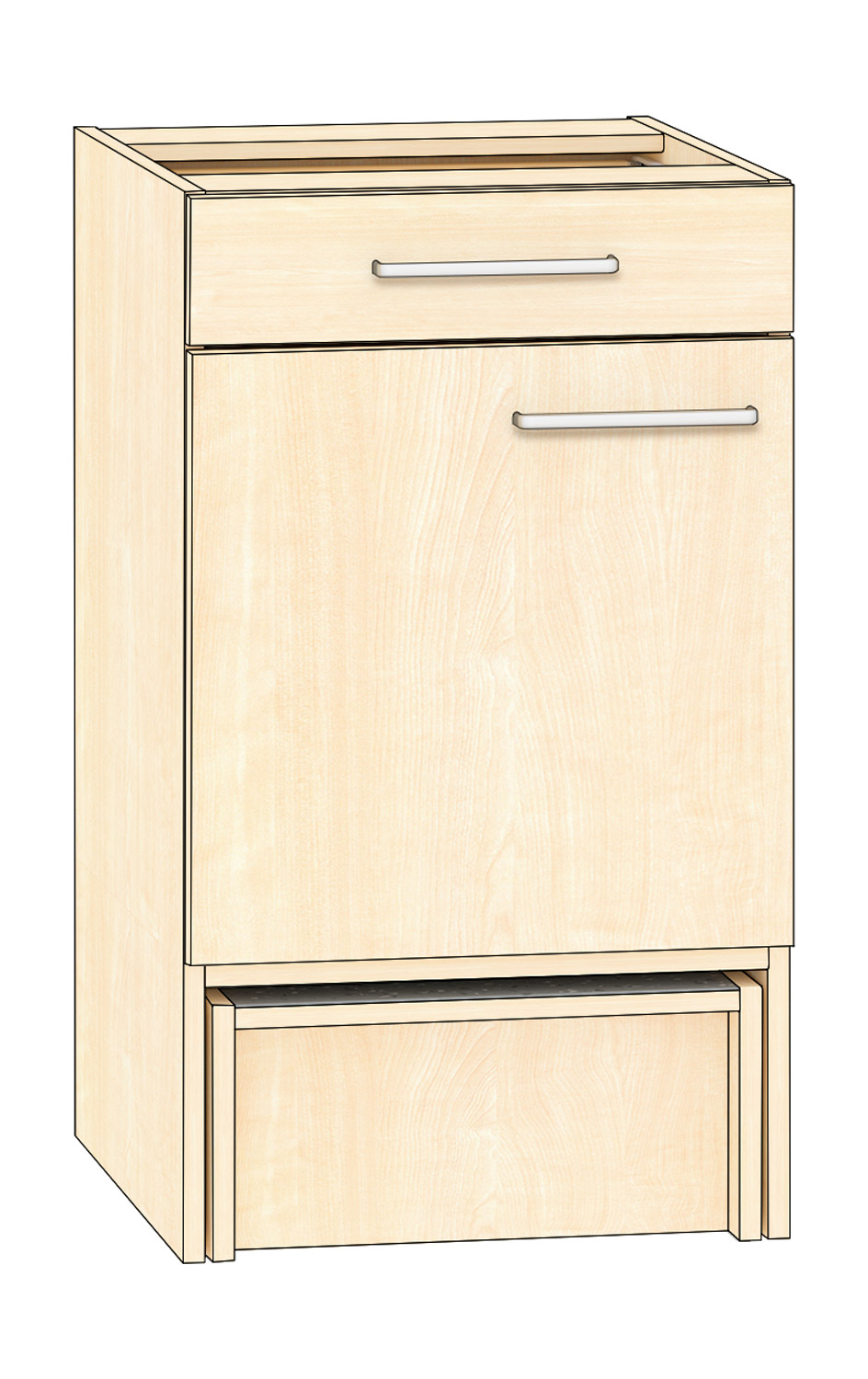 Anstellschrank Breite 50 cm, Türanschlag links, Ahorn