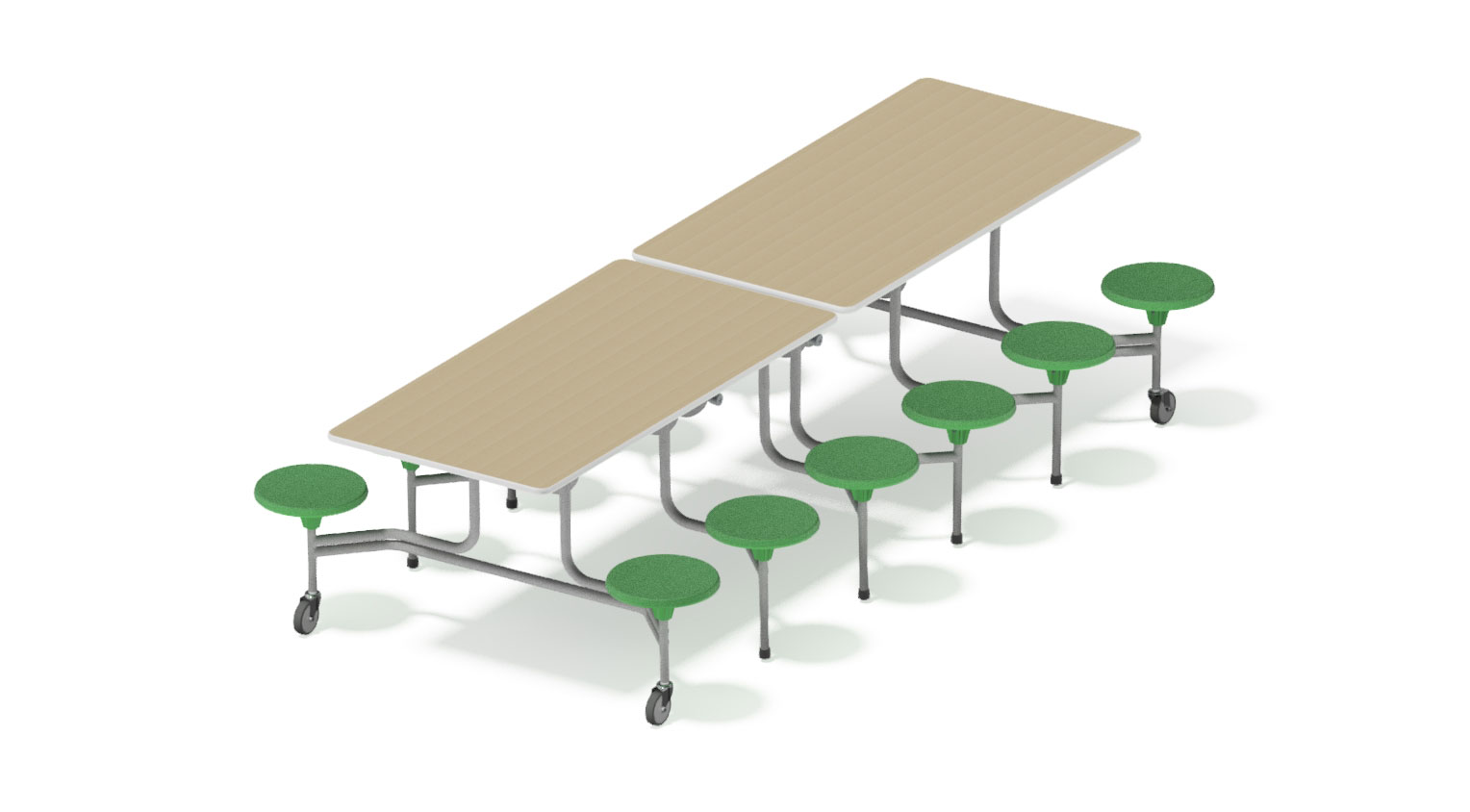 12er Tisch-Sitzkombination Ahorn Dekor, grün, Sitzhöhe 44 cm