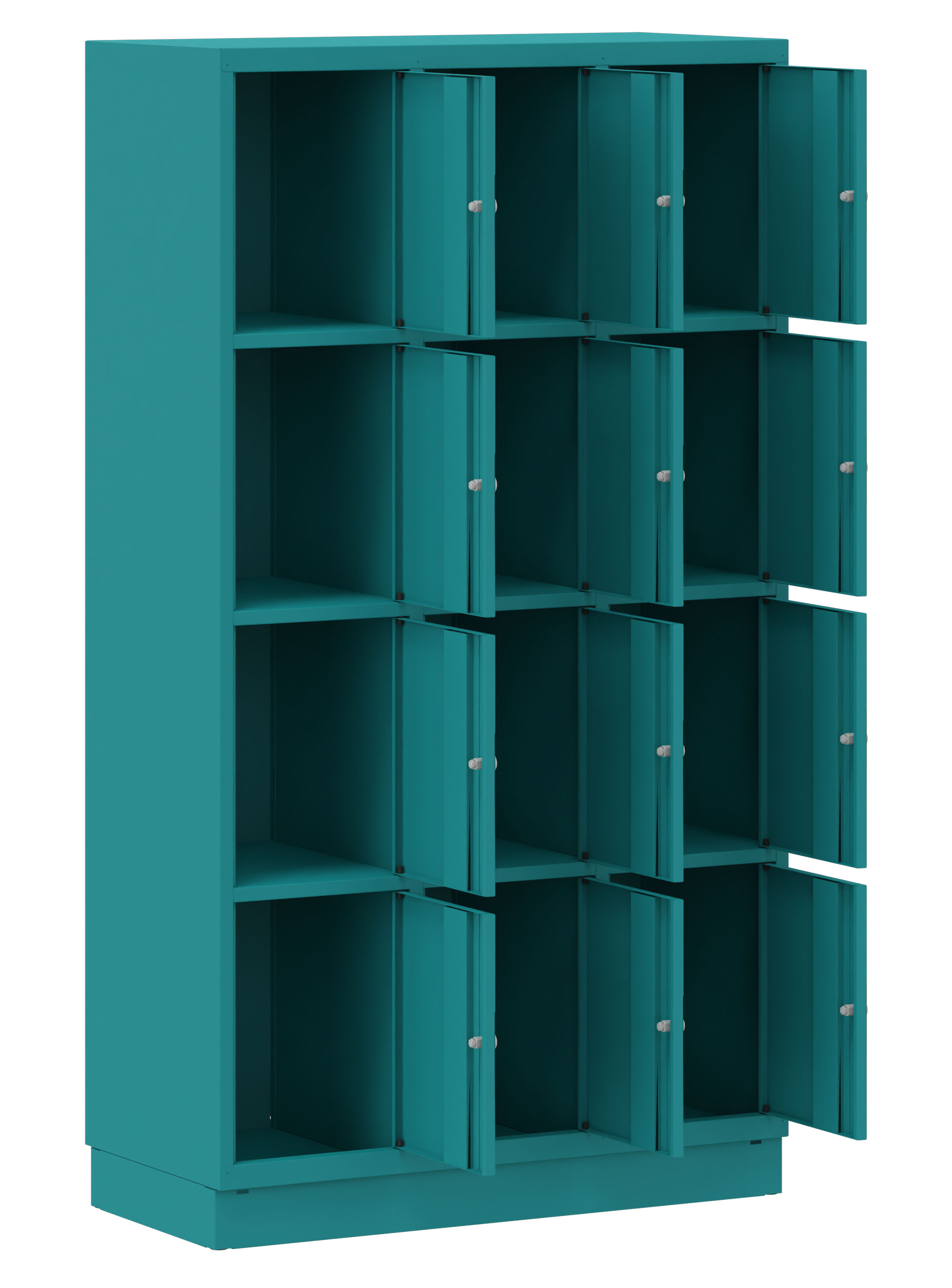 Schultaschenschrank 3x4 Fächer türkis